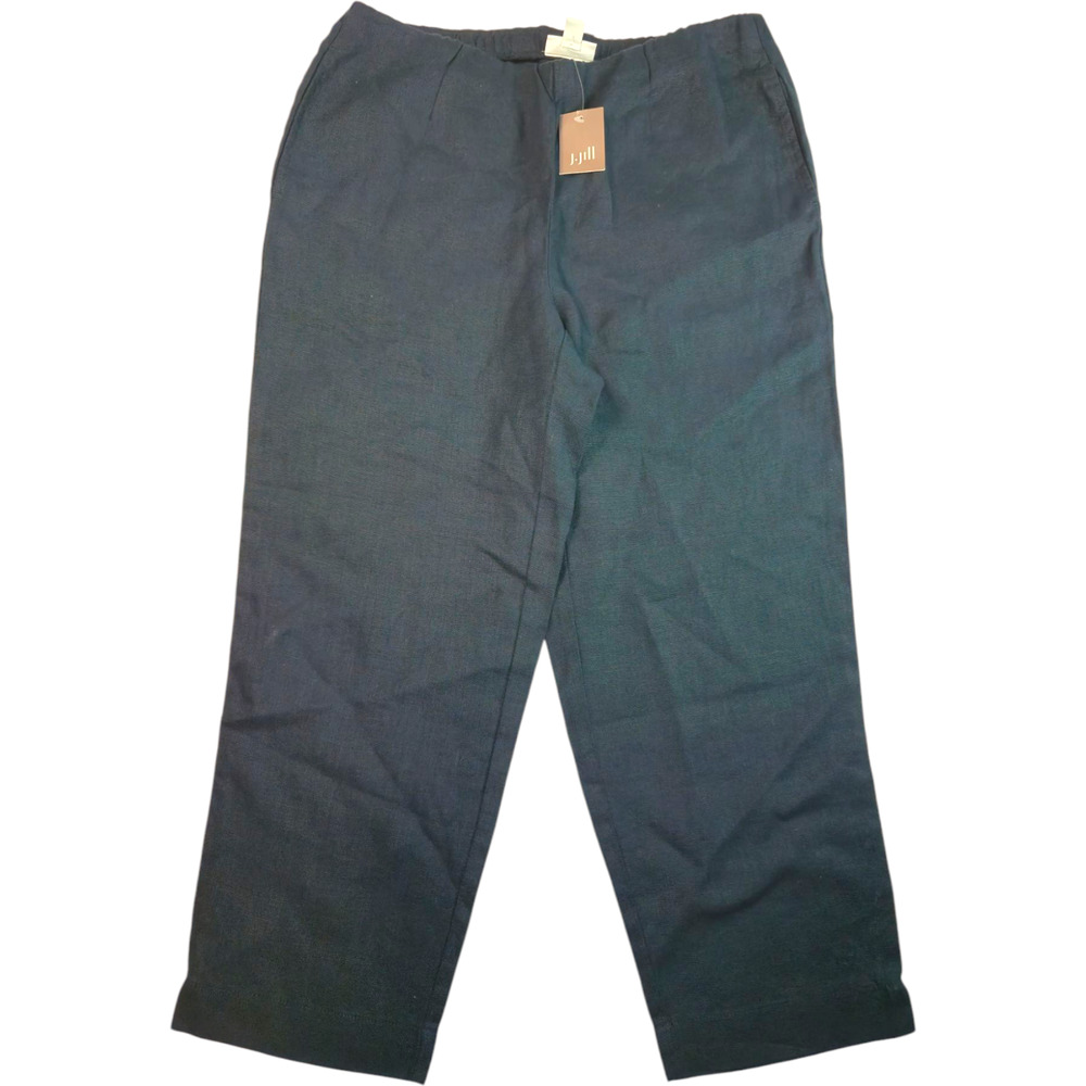 J Jill Womens 100% Linen Deep Blue Pants Size XS NWT Cropped Wide Leg 22.5"
